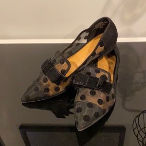 JCrew Women’s Mesh Polka Dot Flats With Velvet Bow